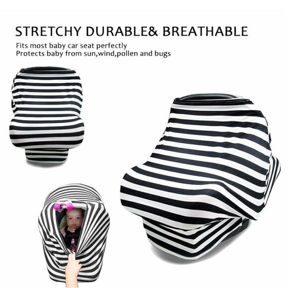Belle On The Go 6 in 1 Multi Use Cover Striped High Chair Car Seat Nursing Wrap - Picture 6 of 15